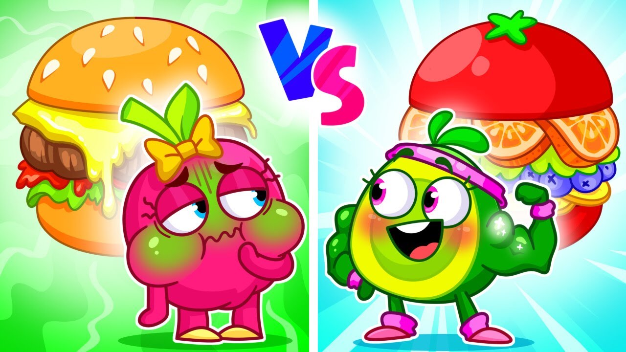 ✔🥗 Healthy Food VS Junk Food ❌🍔 Don't Overeat 🍧 Kids Songs by VocaVoca Bubblegum🥑