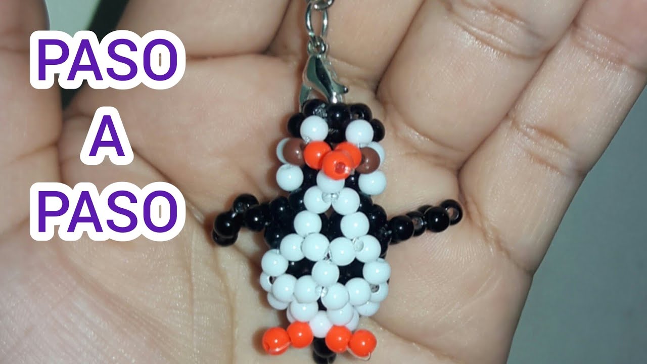 Como hacer un pingüino con perlas o cuentas