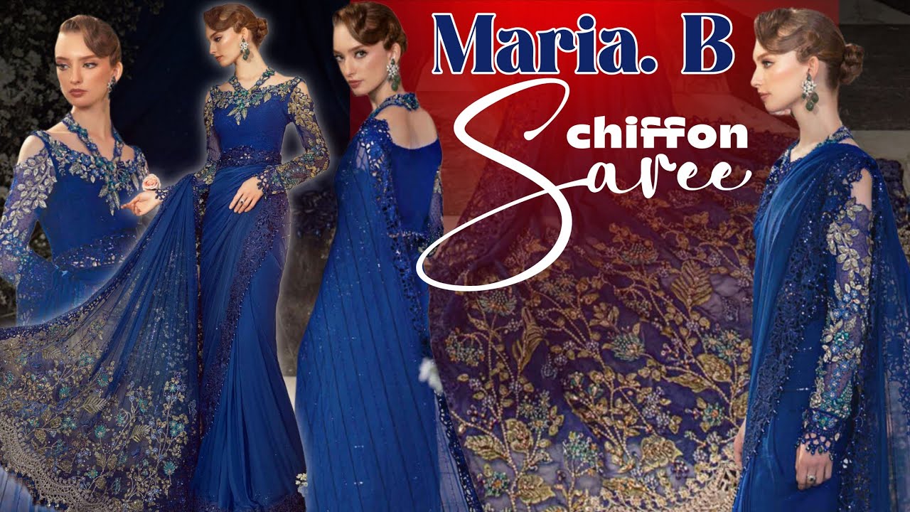Maria B Saree BD-2704 | New Pakistani Saree Design | Maria B Chiffon Collection 2025 | Maria B Saree