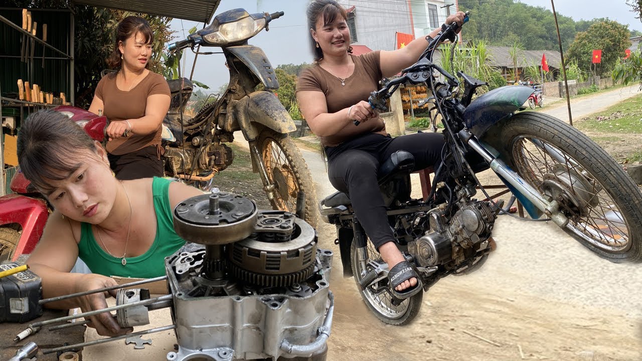 TIMELAPSE VIDEO: REPAIR RESTORATION DAMAGED MOTORCYCLE . REGIME MOTORCYCLE \ Blacksmith Girl