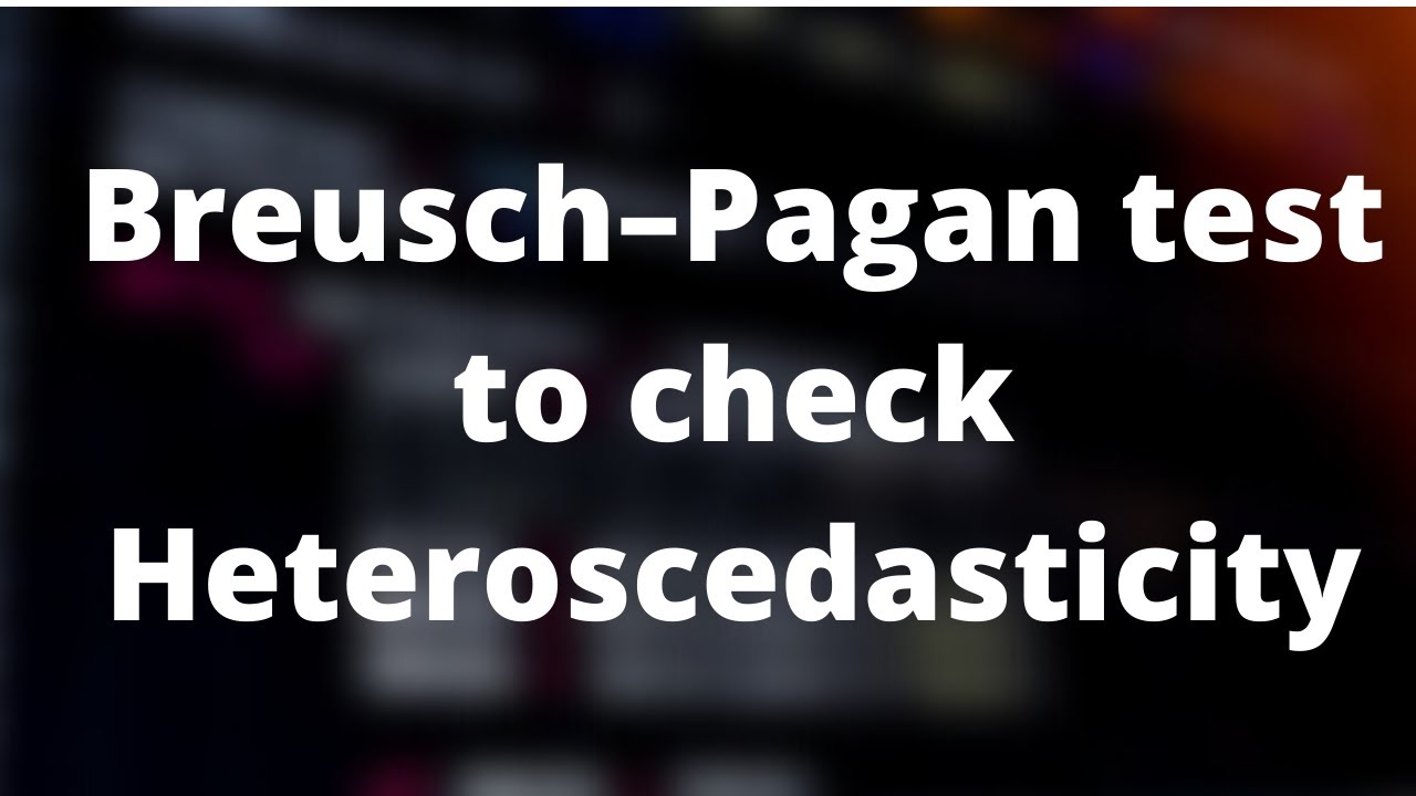 Breusch–Pagan test to Check Heteroscedasticity in R || Linear Regression || Econometrics