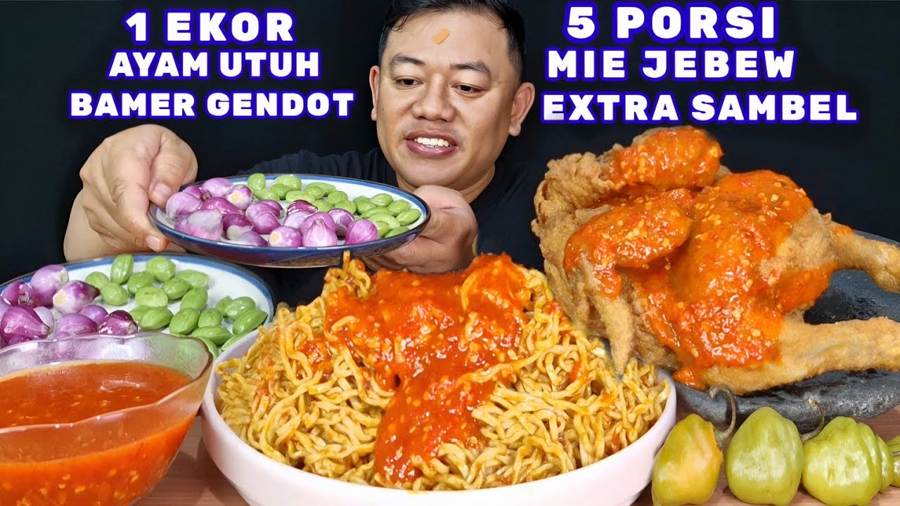 PEDO PEDASNYA ⁉️ MAKAN 1 EKOR AYAM CRISPY MIE JEBEW PEDAS BLEDAG LALAPAN PETE BAWANG MERAH MENTAH 