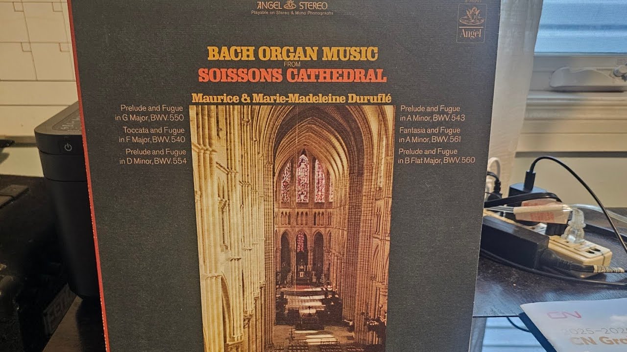 Bach Organ Music from Soissons Cathedral vinyl record album by Maurice and Marie-Madeleine Duruflé.