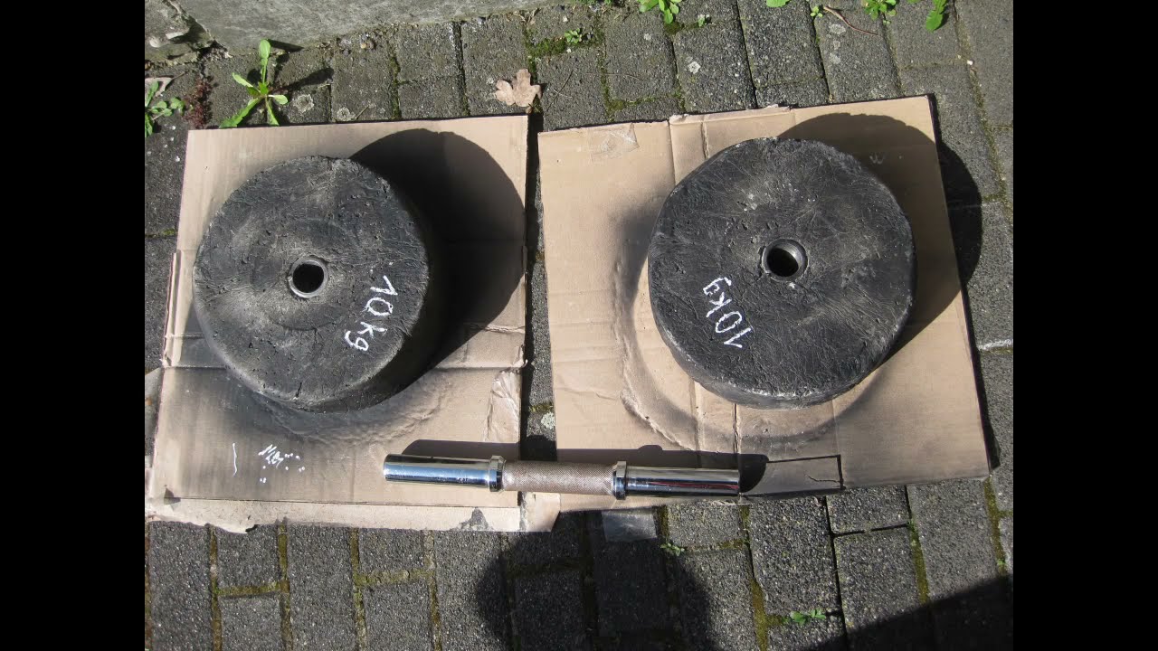 Hantelgewichte aus Beton selber machen. Hantelscheibe DIY.