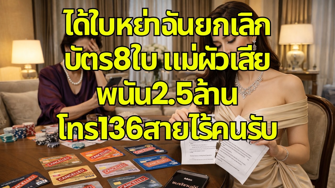 ได้ใบหย่าฉันยกเลิกบัตร8ใบ แม่ผัวเสียพนัน2.5ล้าน โทร136สายไร้คนรับ