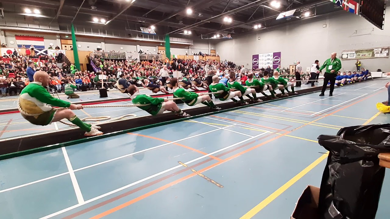 Clonmany B representing Ireland at the World Tug of War Indoor Championships