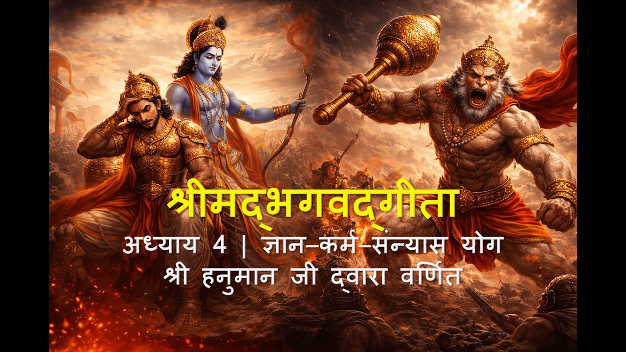 श्रीमद्भगवद्गीता अध्याय 4 | ज्ञान–कर्म–संन्यास योग | श्री हनुमान जी की दिव्य वाणी #Gita  #Krishna
