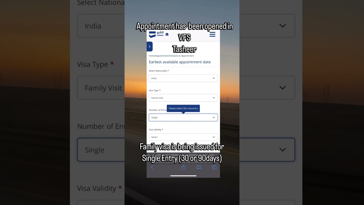 New update in family visa, appointments are available for 30 or 90 days  in vfs tasheer#vfs#visa