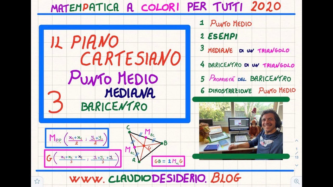 Punto medio, mediane e baricentro di un triangolo (Piano cartesiano Step 3)