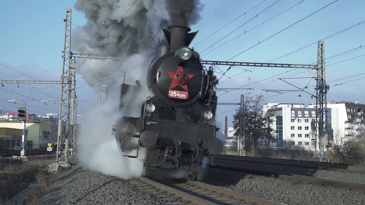 🇨🇿 Mikulášské jízdy 2024 Parní lokomotiva 354.195 #cabview #vlak #railway #cz #czech #steam #rail