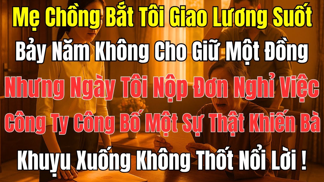 Câu Chuyện Gia Đình: Mẹ Chồng Ép Giao Lương 7 Năm, Đến Ngày Tôi Nghỉ Việc Bà Tái Mặt!