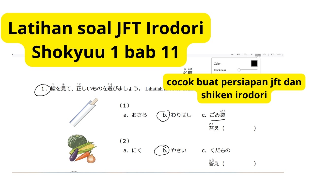Latihan Soal Jft Irodori Shokyuu 1 Bab 11