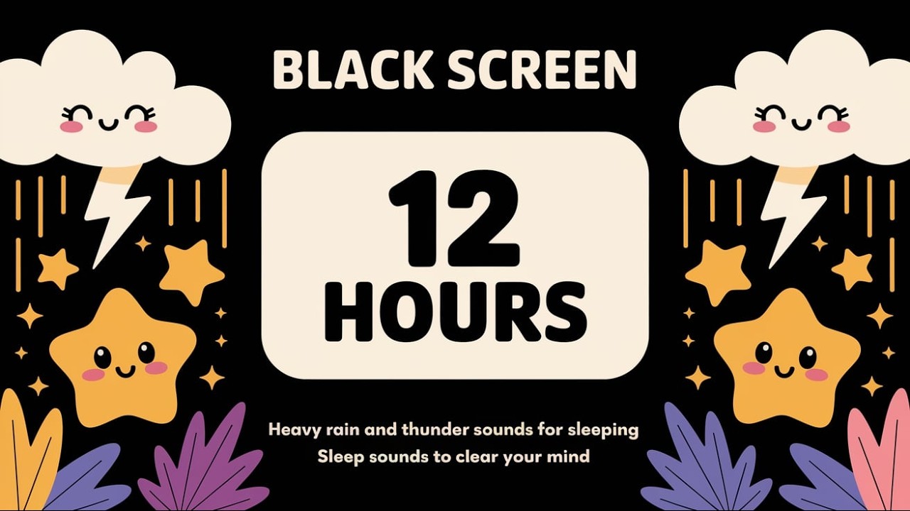 Thunderstorm Sounds with Heavy Rain for Sleeping Peacefully on Black Screen at Night 99