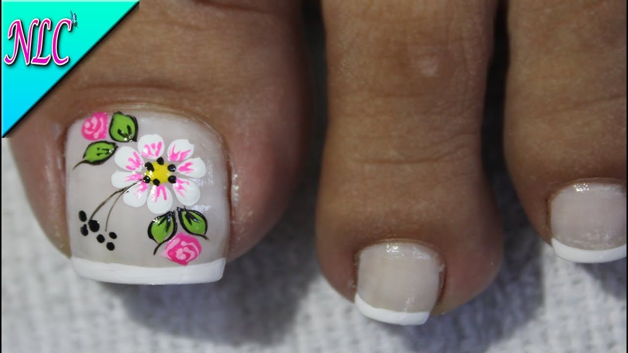 DISEÑO DE UÑAS PARA PIES FLORES Y ROSAS SENCILLAS - FLOWERS NAIL ART - NLC