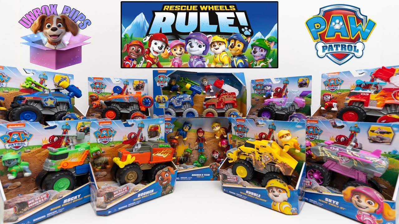 Paw Patrol Rescue Wheels Toy Collection  Unboxing ASMR Complete Set with Roxi and Boomer