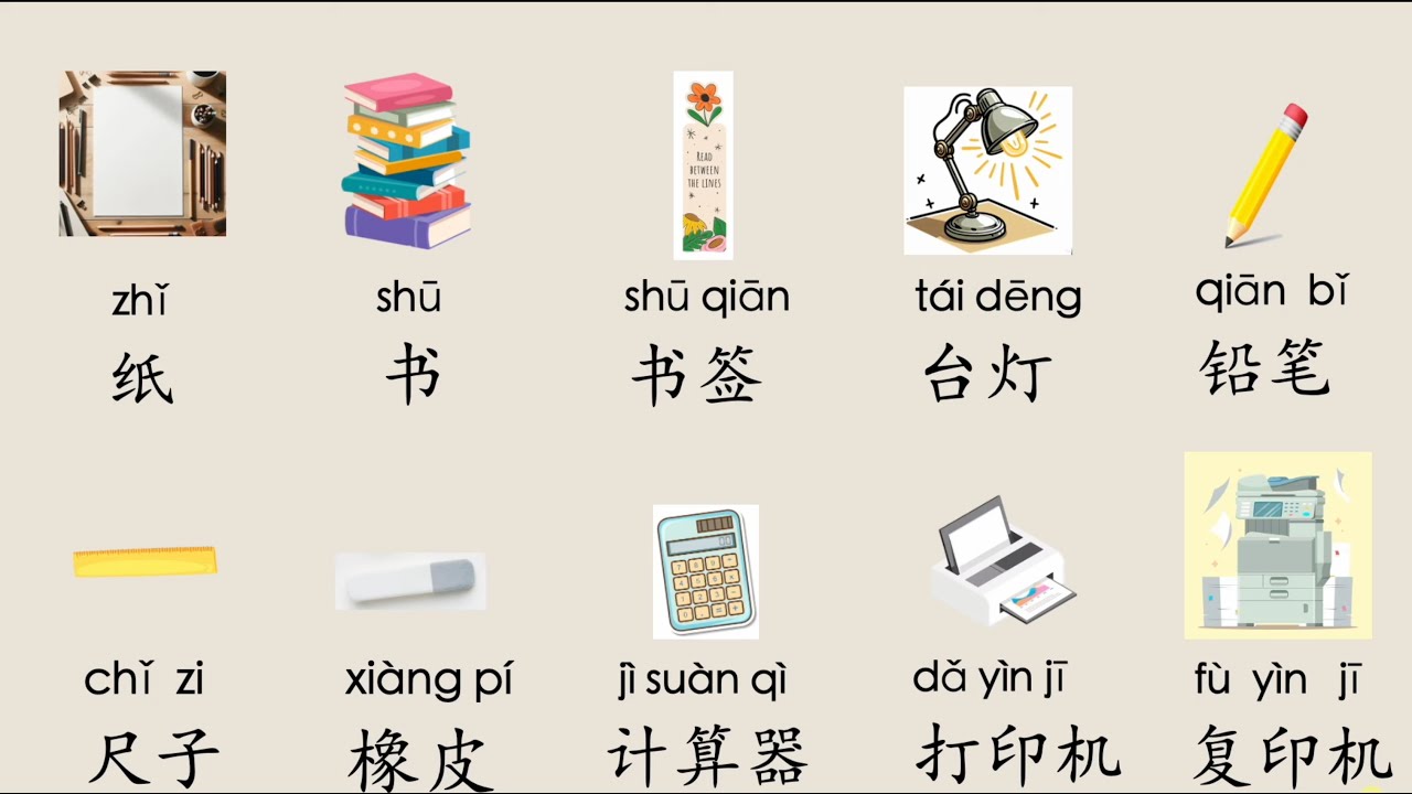 【EN SUB】学中文, 文教用品 Stationary in Chinese, learn Chinese, 汉语学习词卡, Chinese Flash Cards, Mr Sun Mandarin