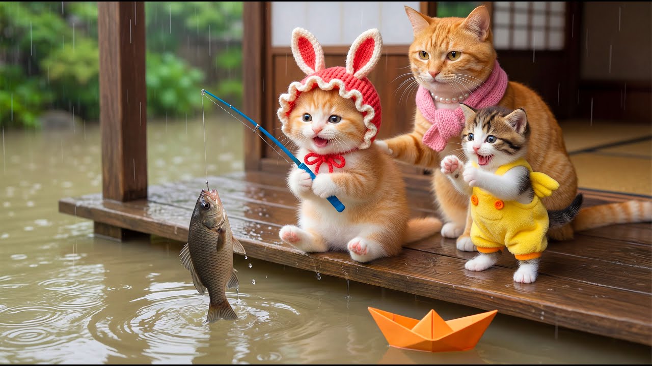 🌧️🏡 Stormy Day with Two Kittens — A Warm Family Story | Melunnira