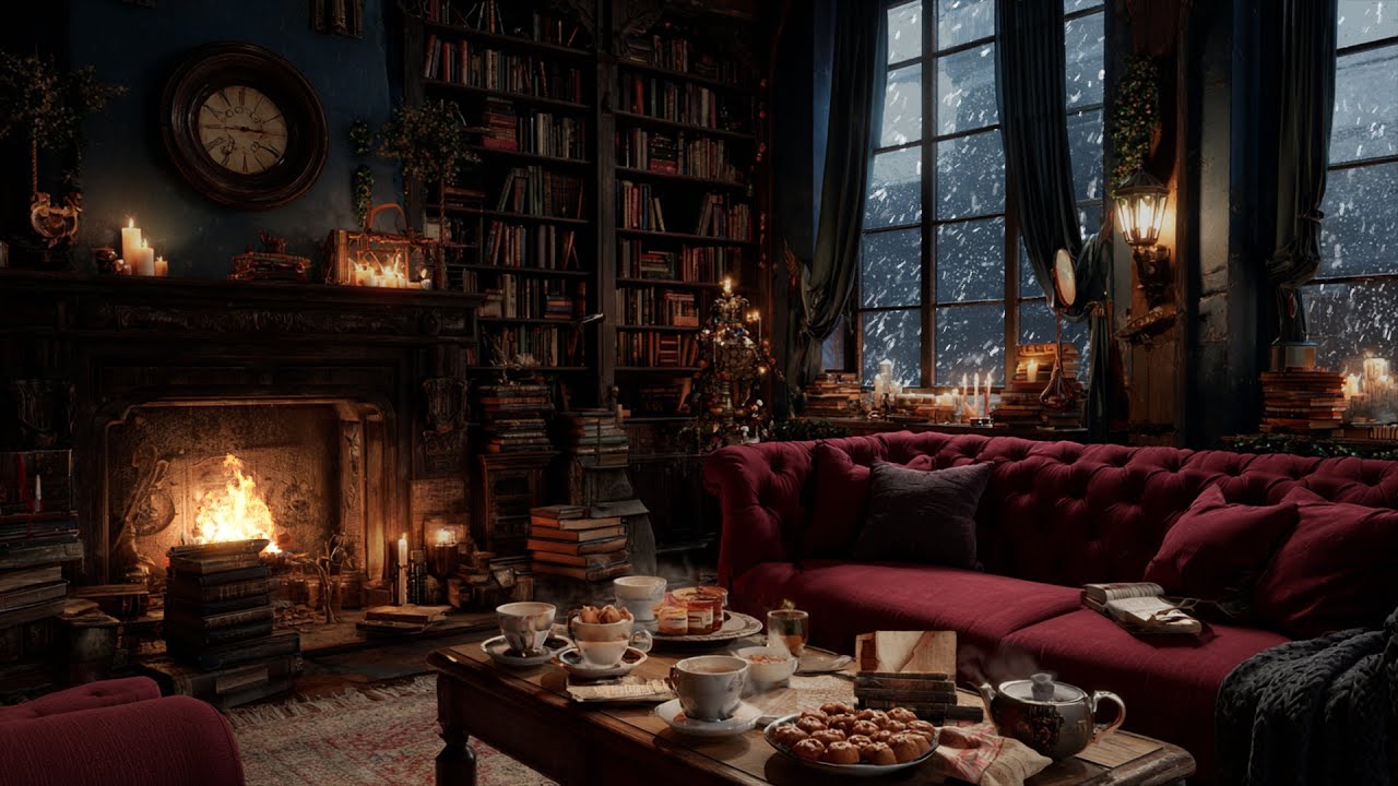 Soft Piano Echoes in Firelit Winter ❄️ A Calm Atmosphere for Focus and Relaxation