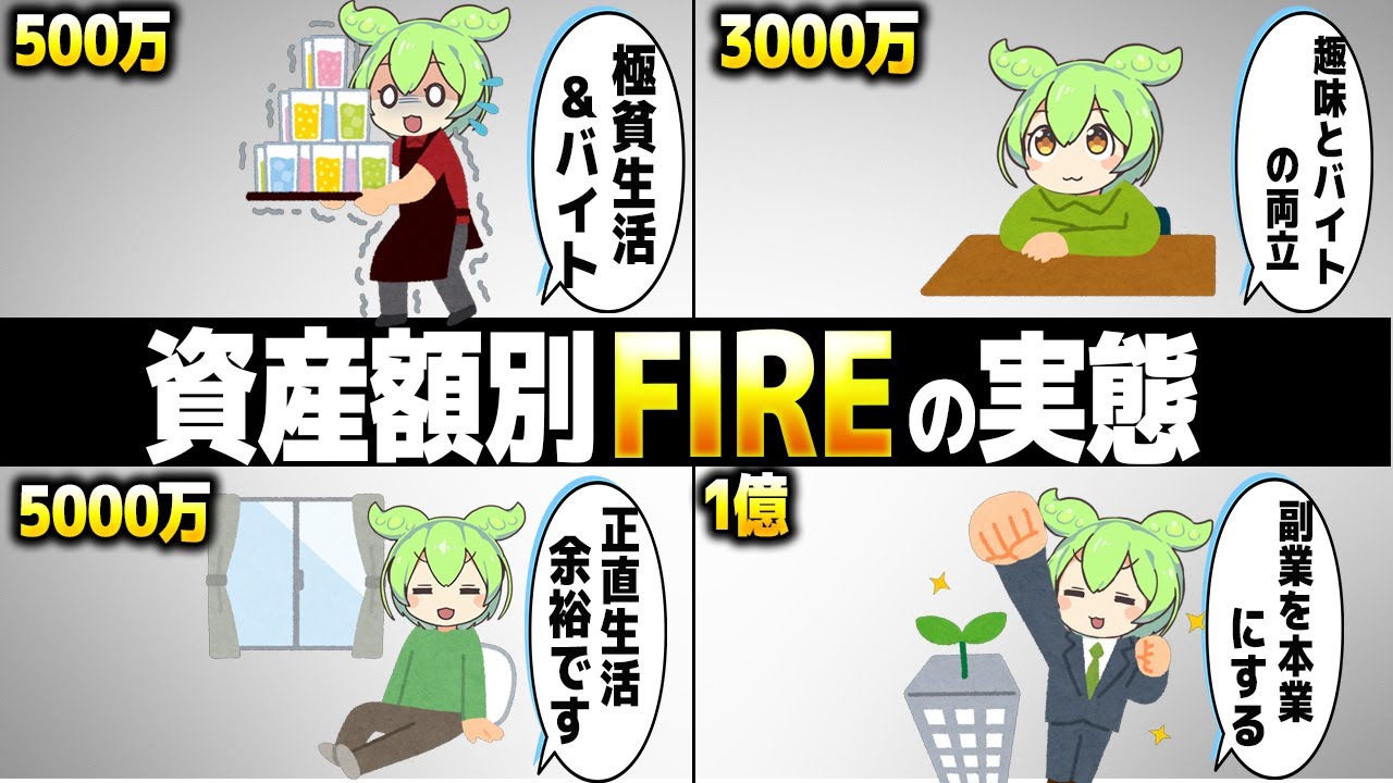 資産額別に見るFIREの実態【ずんだもん解説】