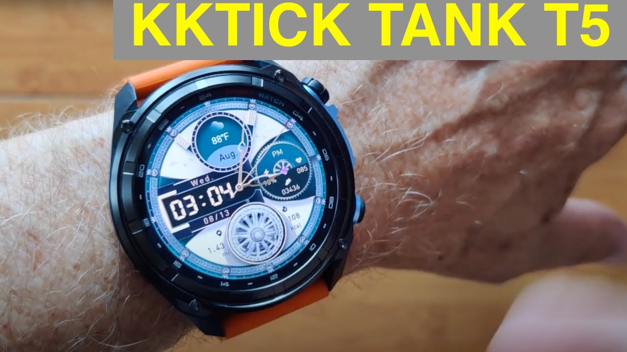 DTNo.1 KKTICK TANK T5  BT Call 4GB Music Flashlight GPS Stored Maps AMOLED Smartwatch: Unbox&1stLook