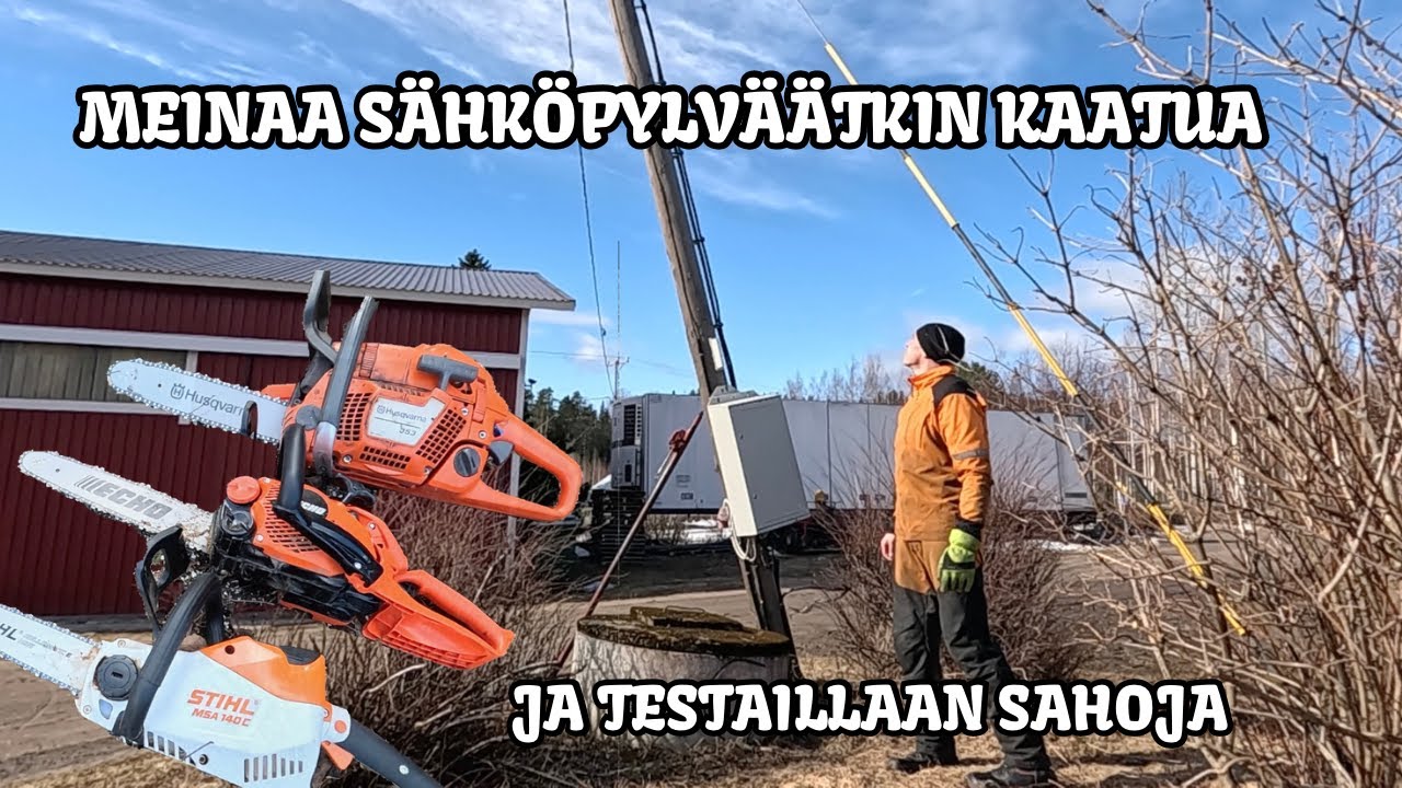 Kaatuu myrskyssä koivut ja melkein sähköpylväätkin - Husqvarna saa maistaa piikkilankaa