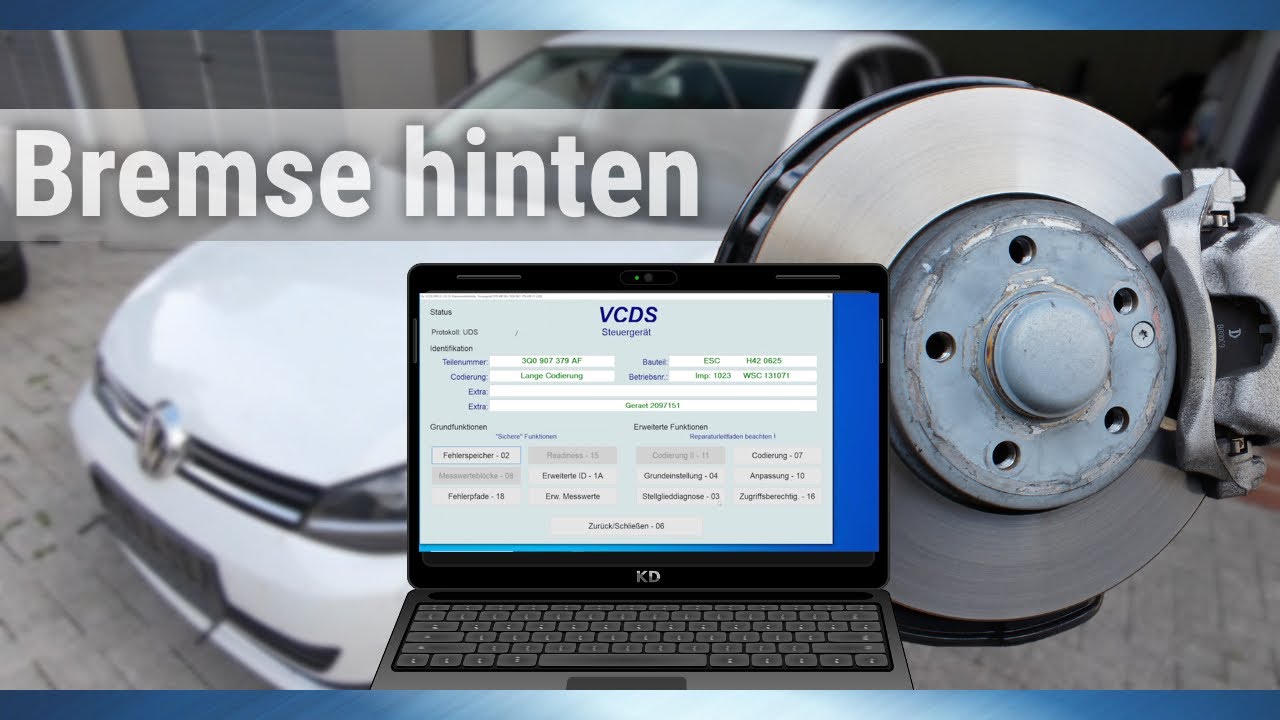 Bremsen wechseln hinten Golf 7 mit VCDS