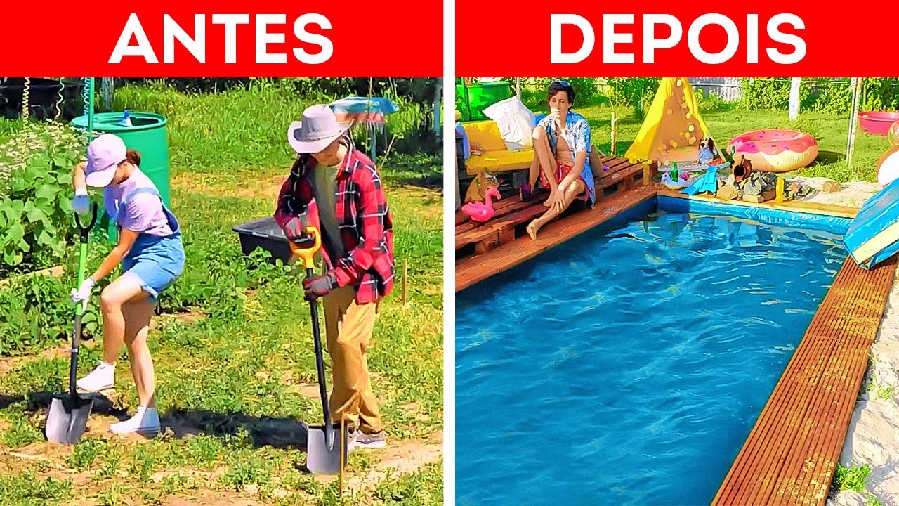 COMO CONSTRUIR SUA PRÓPRIA PISCINA || FAÇA VOCÊ MESMO E ARTESANATOS LEGAIS PARA O SEU QUINTAL