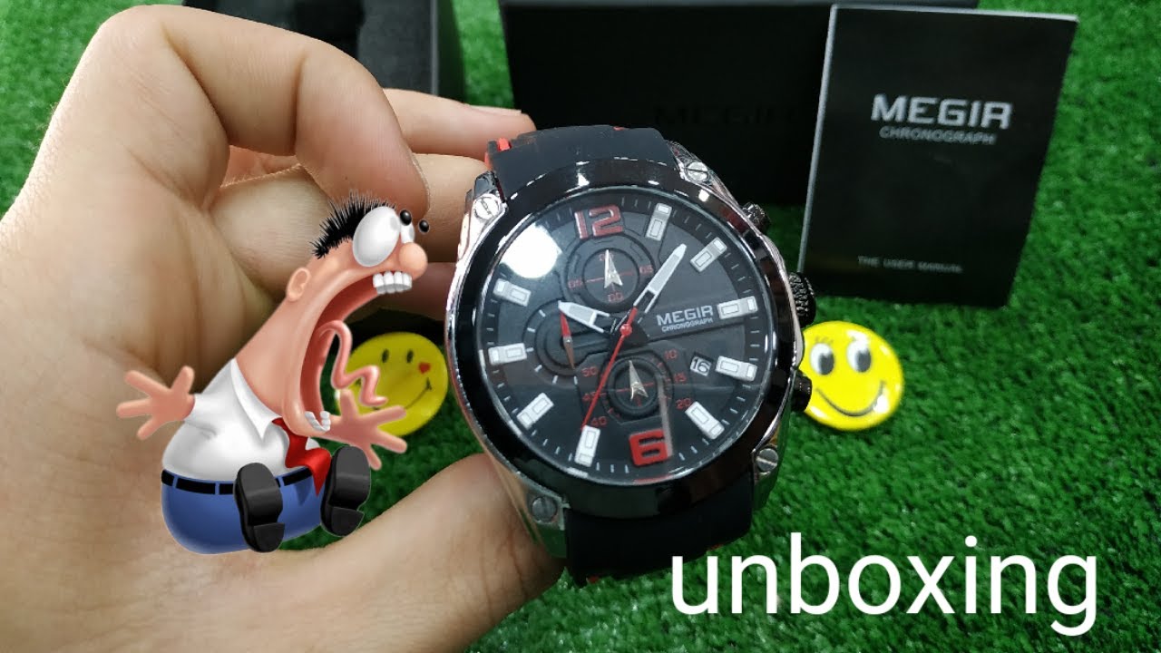 Megir M2063-chronograph sports watch unboxing