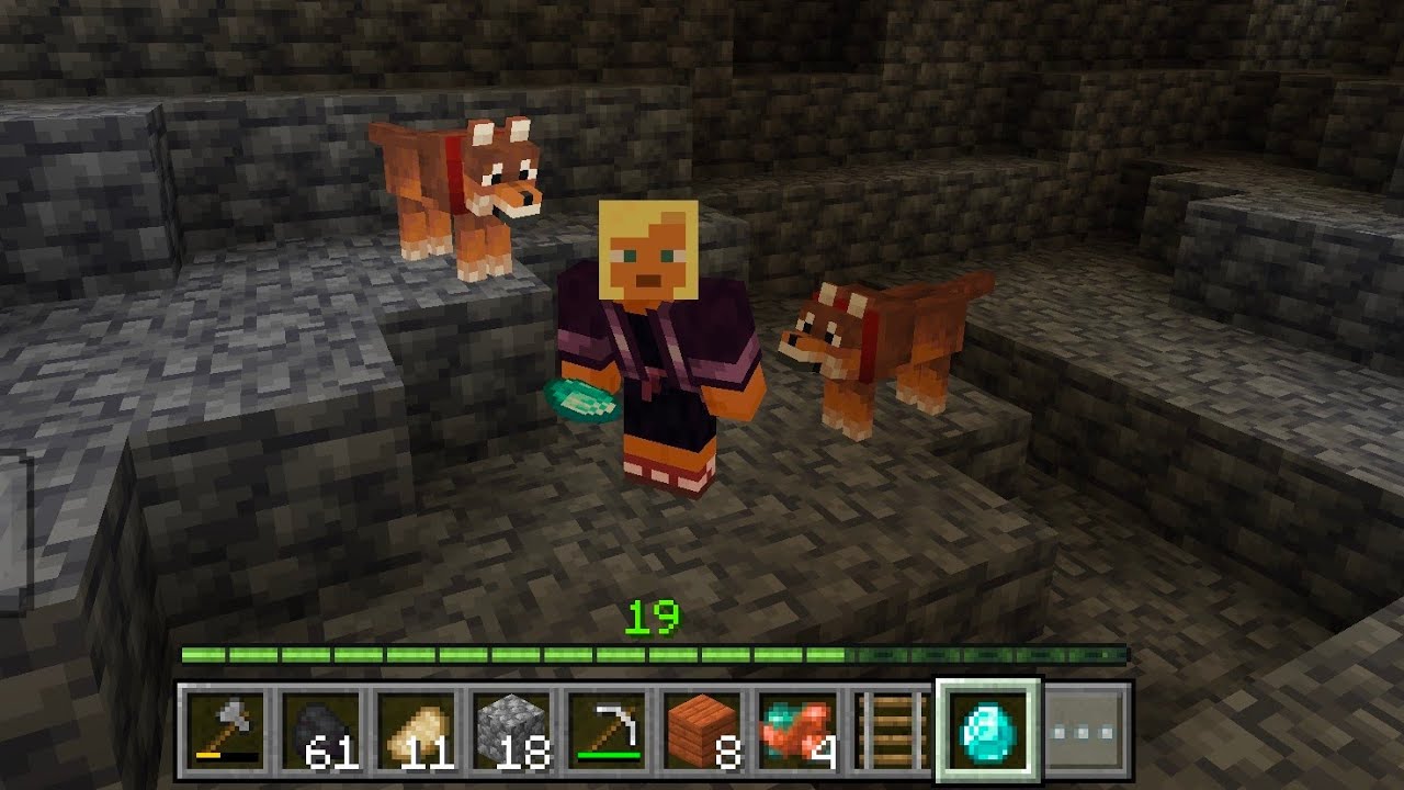 First Diamond with my canine friends Minecraft | Scarface 