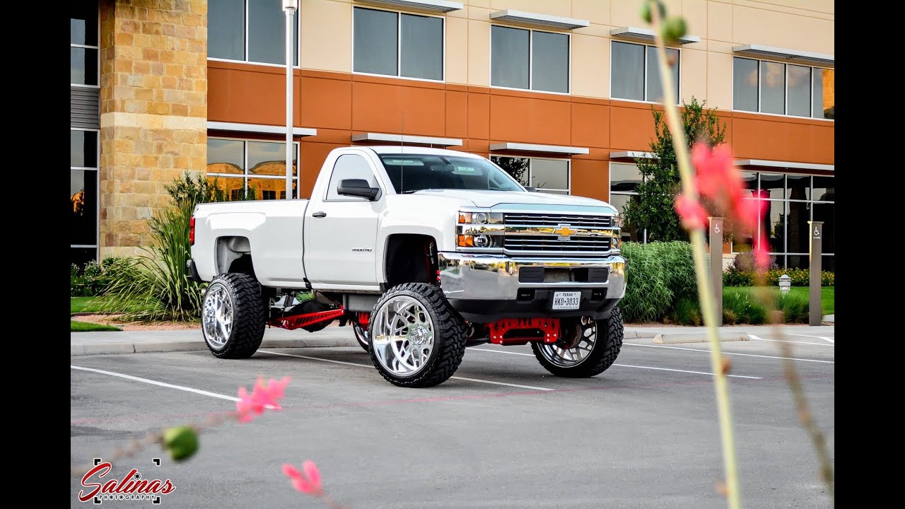 How West Texas does work trucks! 2014 Silverado Long Bed Single Cab on 10inch FTS lift 26x16 wheels