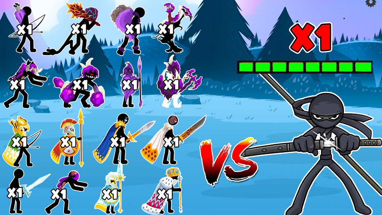 1vs1- Stick War 3 - Shadowrath Vs All Stick Army - King Zarek, Juggerknight, Kytchu, Xiphos, Archis