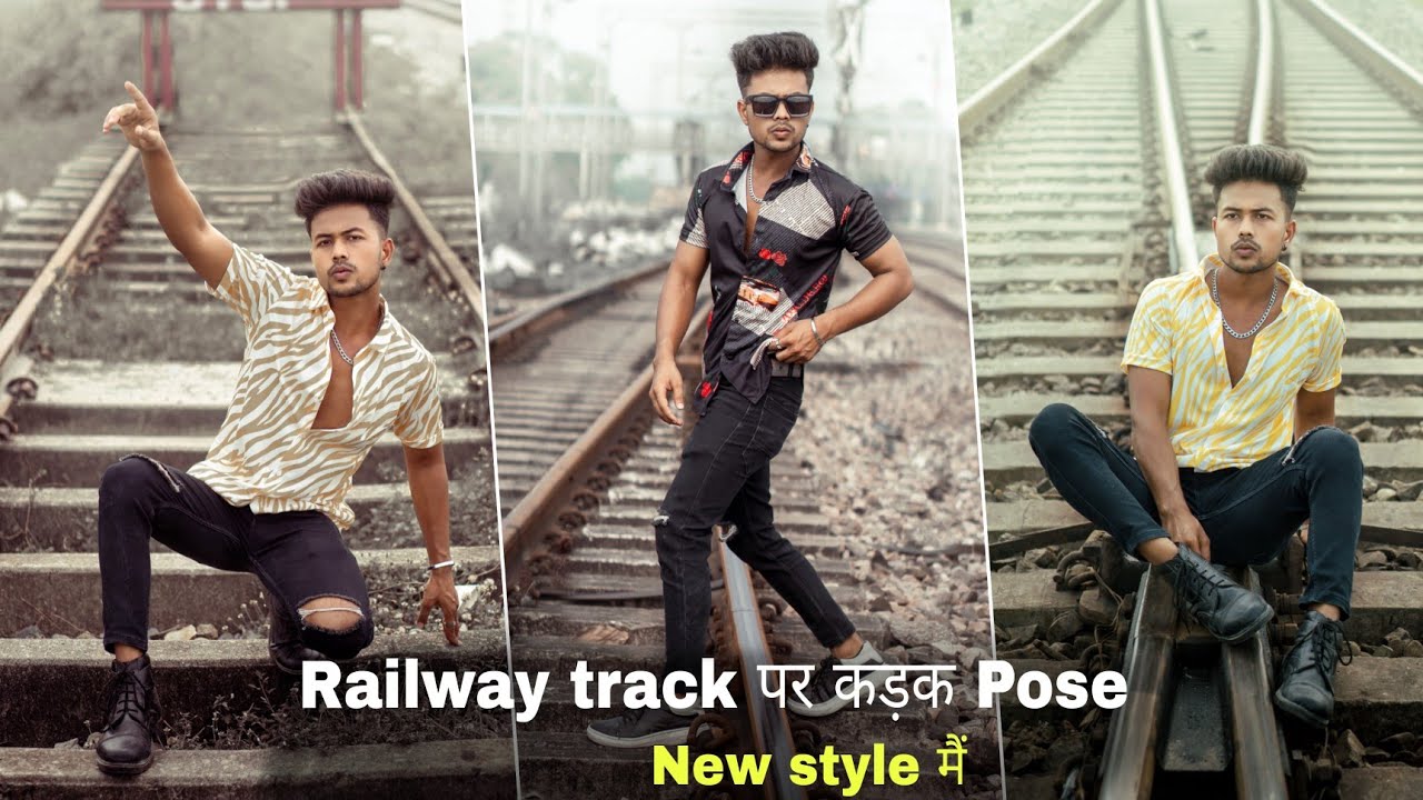 Railway track पर New style मैं photoshoot pose एकदम कड़क | photoshoot pose boy railway station