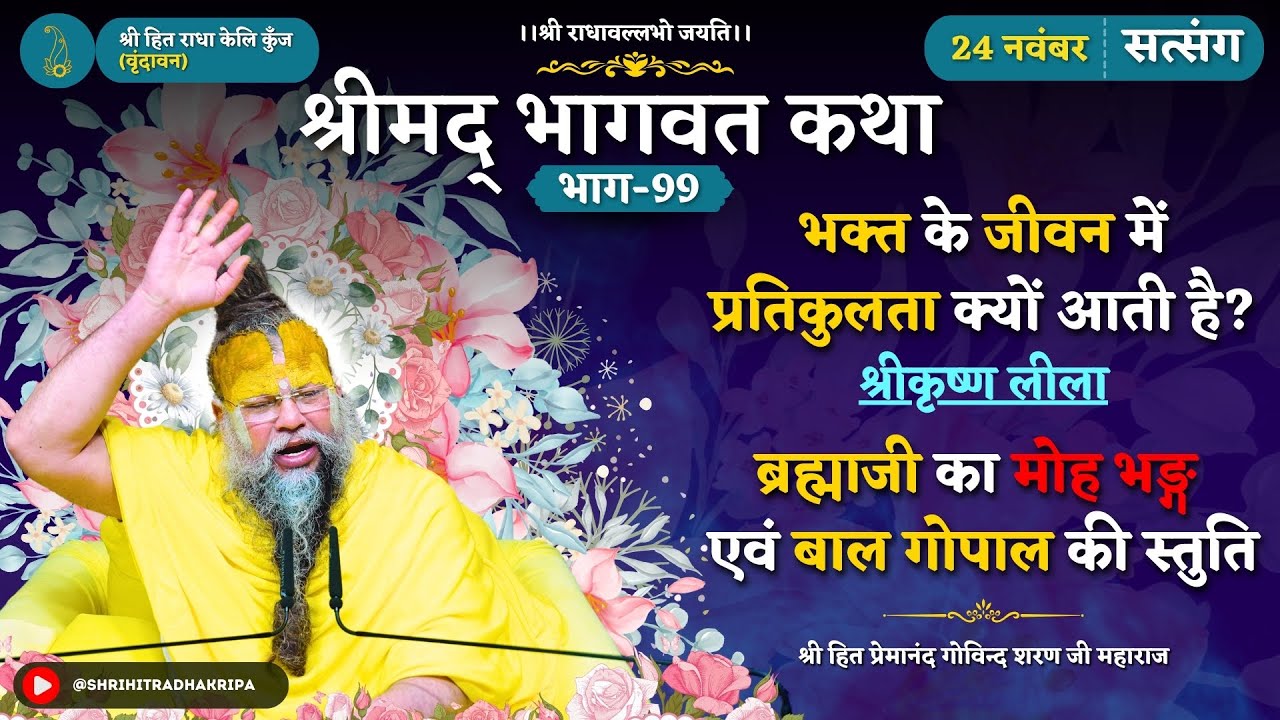 भक्त के जीवन में प्रतिकुलता क्यों आती है? /ब्रह्माजी का मोह भङ्ग एवं बाल गोपाल की स्तुति//24/11/2024