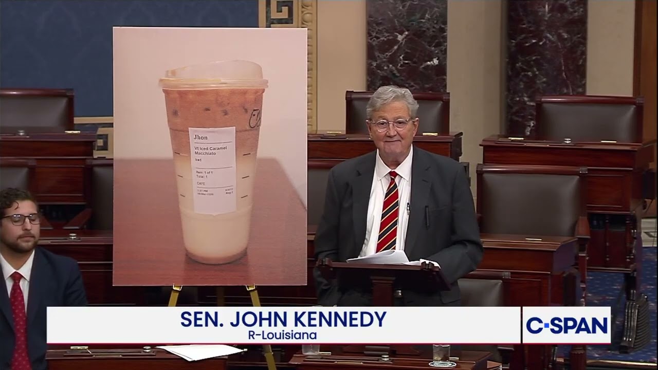 Sen. John Kennedy on Starbucks Caramel Macchiato