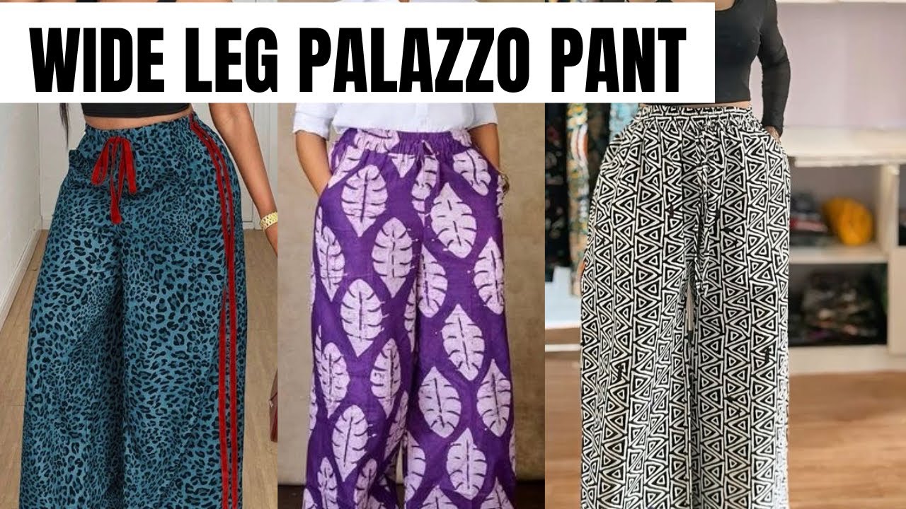 How To Cut And Sew a Wide Leg Palazzo Pant with Elastic Waistband and Drawstring. | DIY