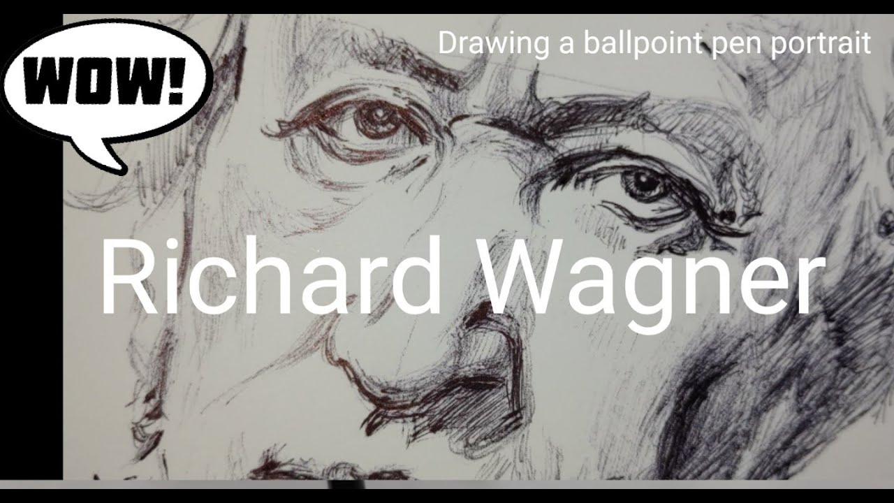 🎨Drawing a ballpoint pen portrait.Composer Richard Wagner 바그너 볼펜 인물화 그리기