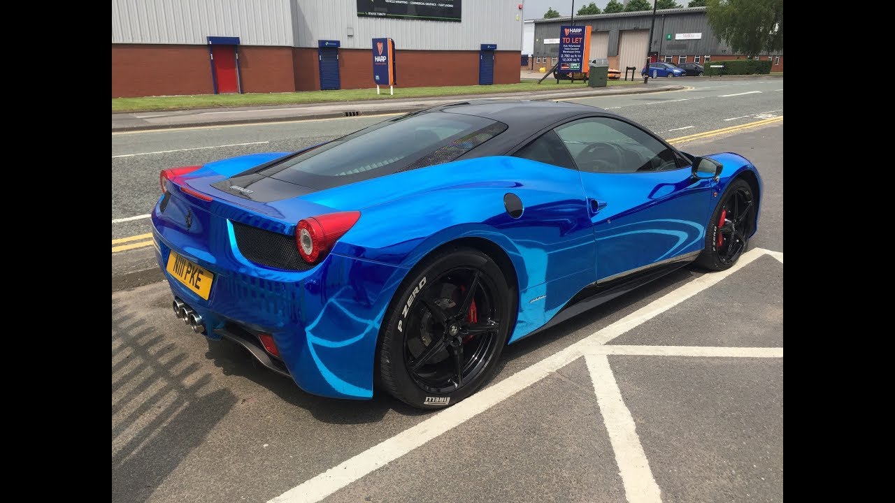 Vehicle Wrapping in Manchester - Ferrari 458 Wrapped in Blue Chrome