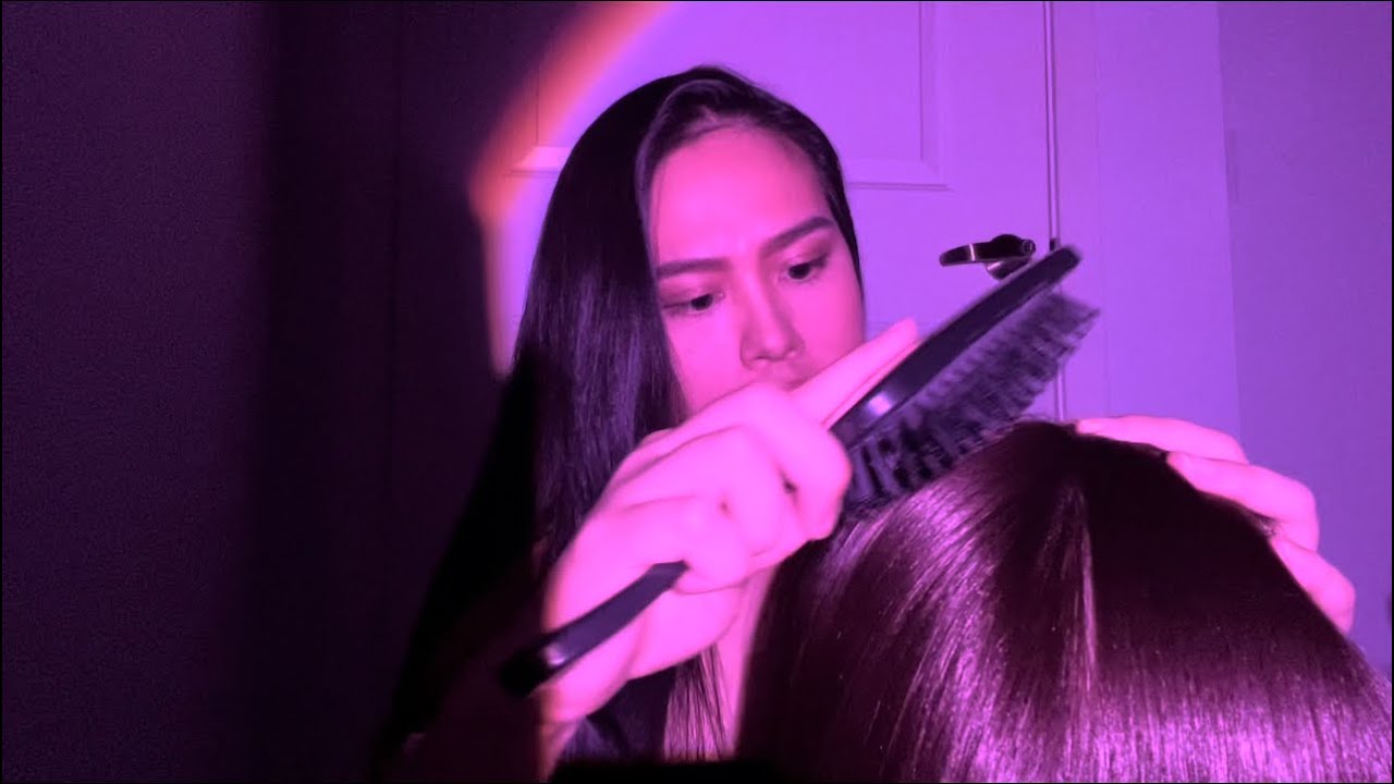 ASMR: Hair Brushing | Scalp Scratching | Gentle Rain Sounds | Gum Chewing + Snapping