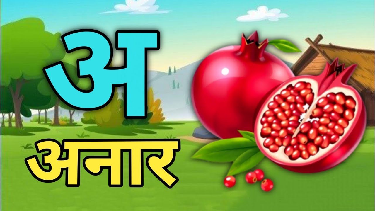A pomegranate | a se anaar , aa se aam | अ अनार | अ से अनार , आ से आम | alphabet ABCD hindi | 