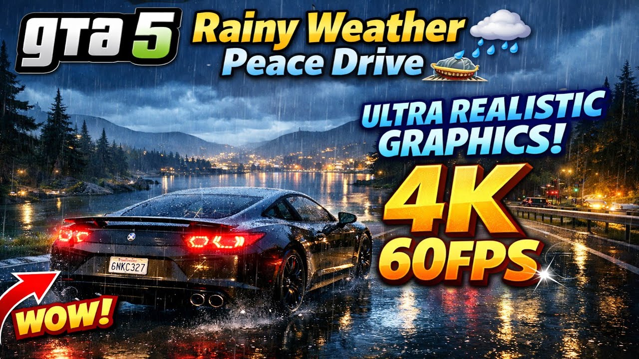 GTA 5 Rainy Weather Peace Drive 🌧️ | Ultra Realistic Graphics in 4K 60FPS 🌌