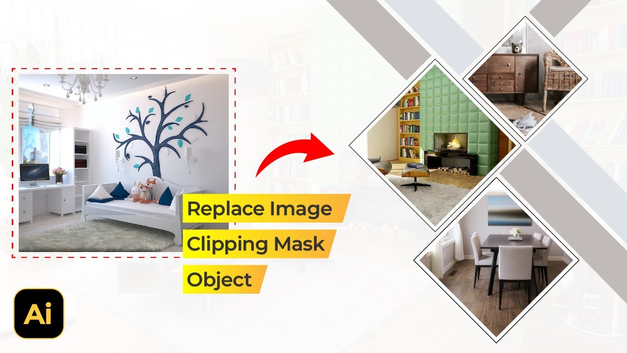 Replace photo to clipping mask object | Adobe Illustrator Tutorials