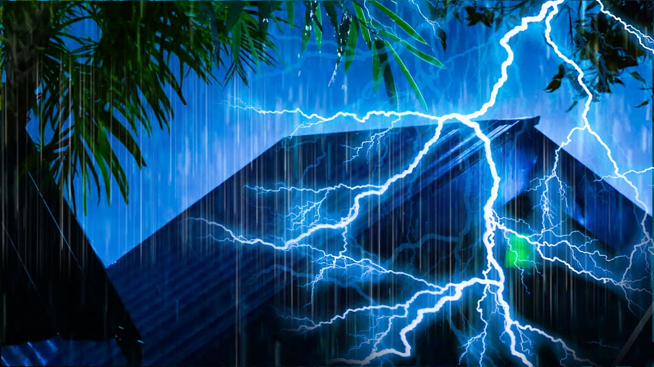 FALL INTO DEEP SLEEP with Heavy Rain Sounds on Metal Roof and Thunderstorm in Rainforest at Night