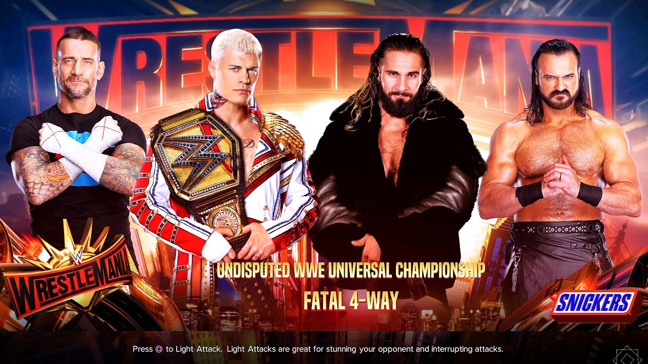 Cody Rhodes + CM Punk + Seth Rollins + Drew McIntyre | Undisputed Championship Title Match WWE 2K24