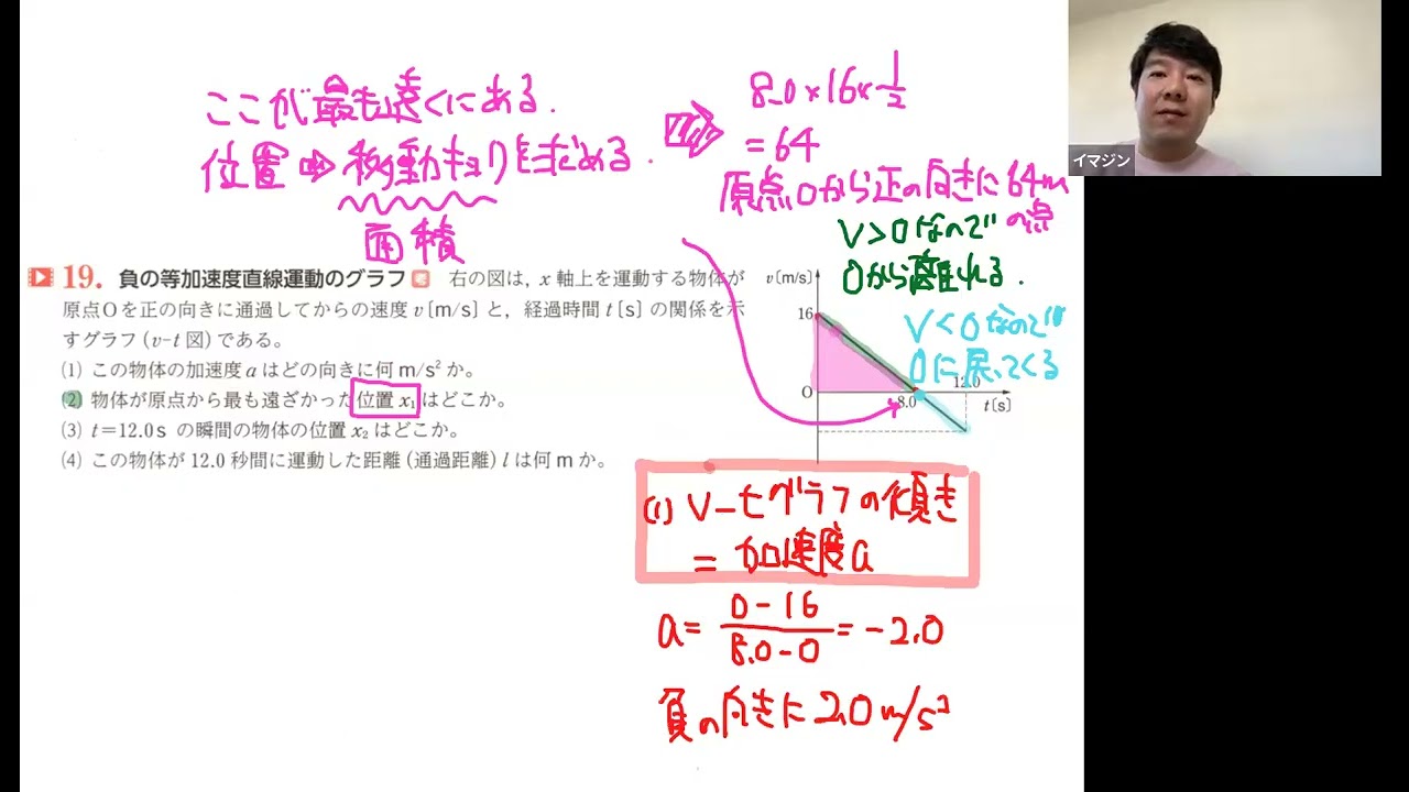 物理基礎　第1章運動の表し方・３加速度・等加速度直線運動リードC(18)(19)