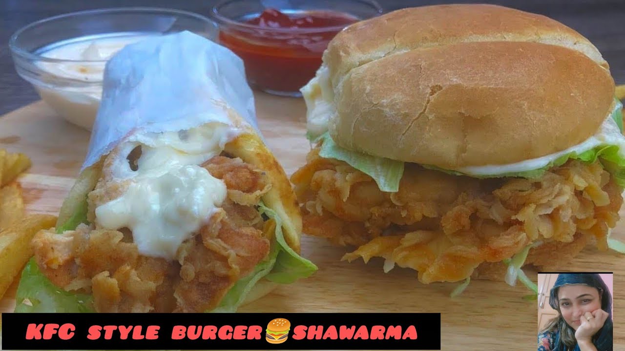 KFC style  Burger  or shawarma | jab gharme itna tasty  ba sakta hai to kiu bahar jaye 🫠👌