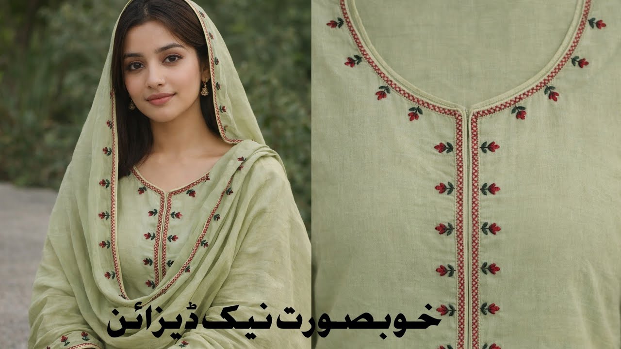 Simple neck design hand embroidery.. Easy hand embroidery design...