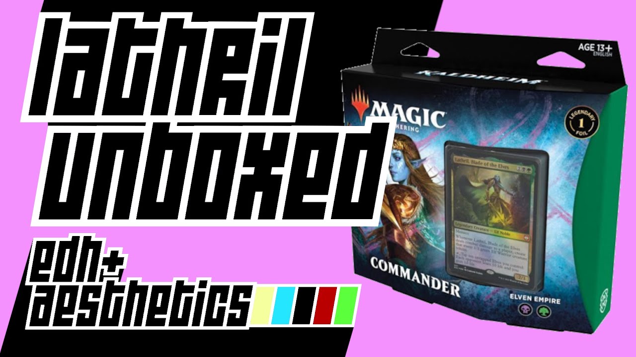 Lathril, Blade of the Elves Kaldheim Commander precon deck unboxing and first look