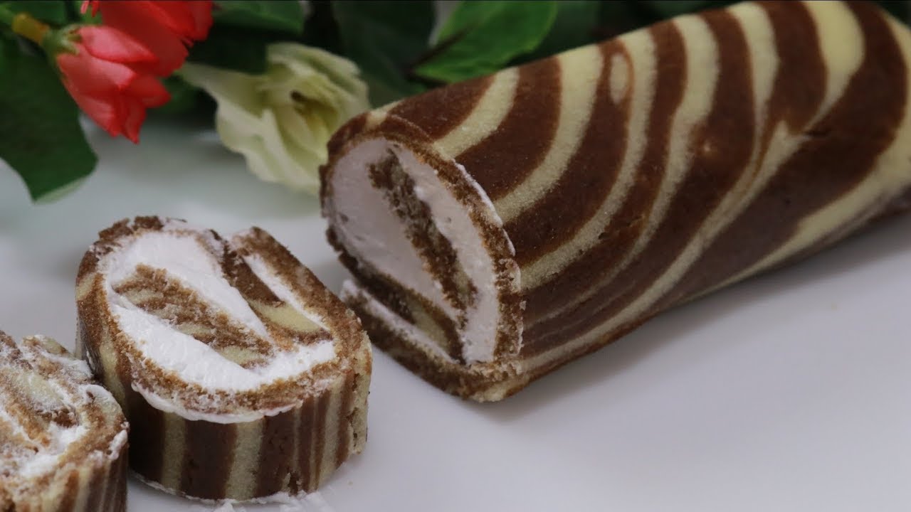 Zebra Roll Cake सिर्फ 7 मिनट में तवे पर बनाए यह शानदार केक