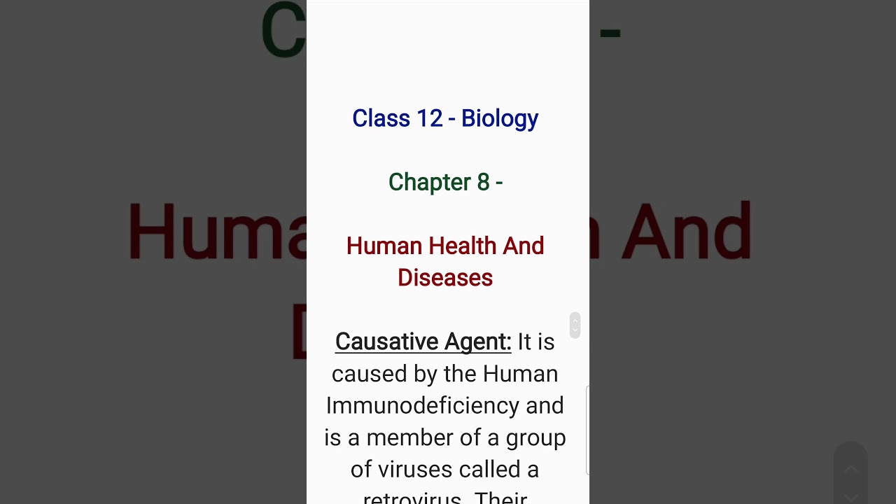 What is causative agent of AIDS? Class 12 Biology Chapter 8