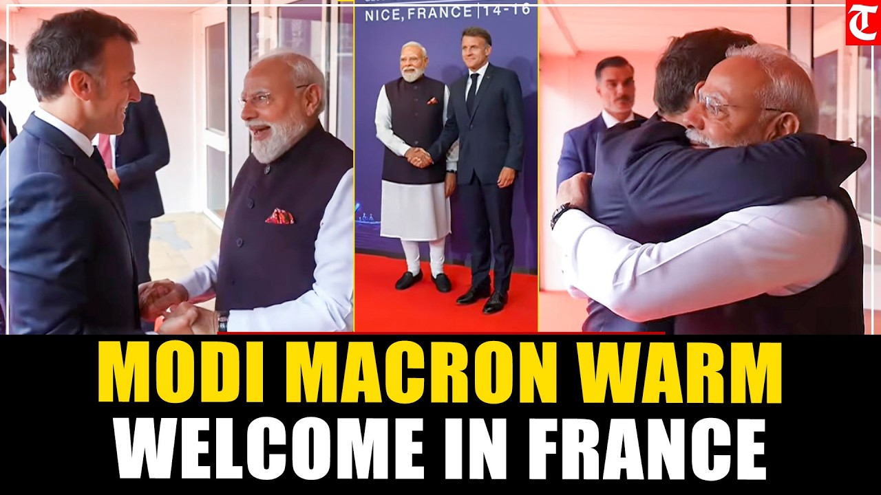 PM Modi & Macron Share Warm Hug in Nice | Bharat Innovates Event Begins